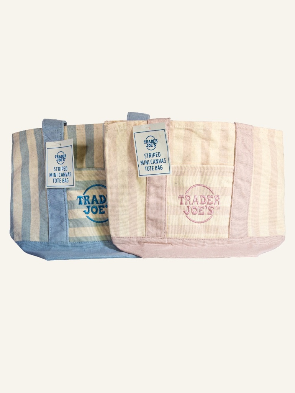 Striped Trader Joe's Mini Totes - set of 2
